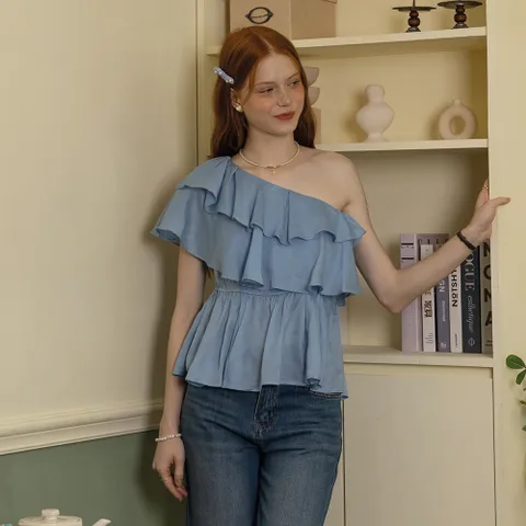 DD_Off-the-shoulder layered top_BLUE