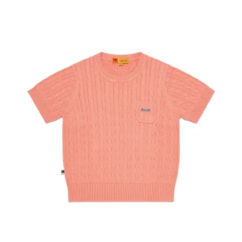 케이블 반팔 니트 우먼 PINK