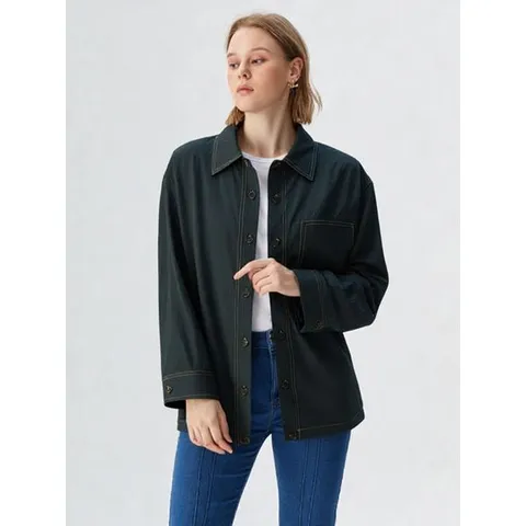 [하프클럽] 그린 포켓 스티치 셔츠 OHCMBL103