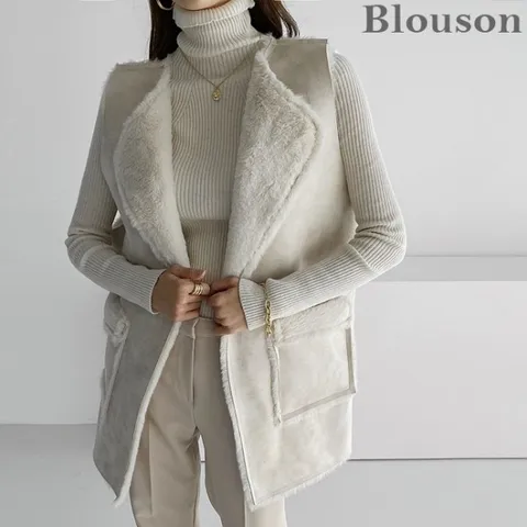 [★한정수량/패플단독★][블루종]데일리 포켓 무스탕 베스트_[B2011MU003D]