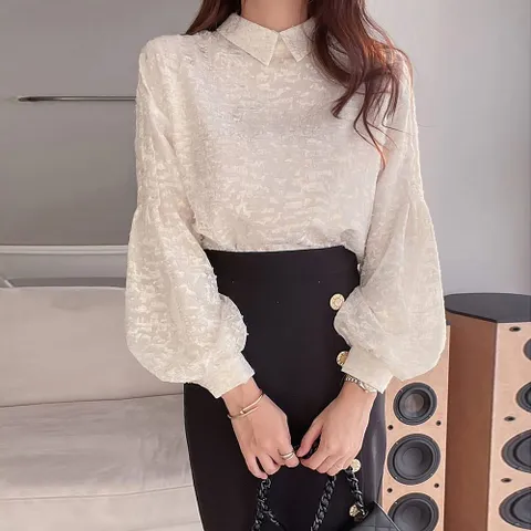 [브리치] 러블리감성 / 보영 펄 벌룬 블라우스 셔츠