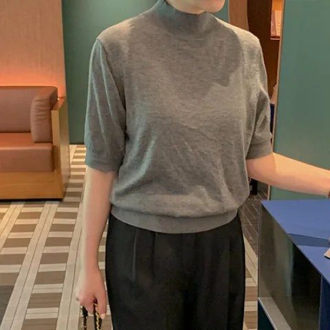 [브리치]  / 마인 5부 반폴라 니트 (5color)