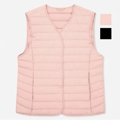 여성 브이넥 경량 패딩조끼(NEY621)