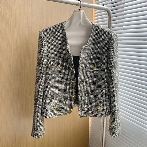 248183 - 블랙 트위드 싱글 자켓 봄자켓 트위드자켓 여성자켓 오피스룩 하객룩 여성정장 가을자켓 간절지자