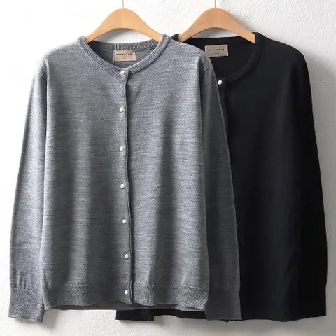 여성 중년 엄마 빅사이즈 여자 옷  진주 가디건 가을 니트 조끼 롱 베스트