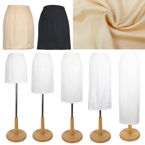 여자속치마 35~90cm 다양한길이 3부 여름 비침방지 롱 원피스속치마 검정