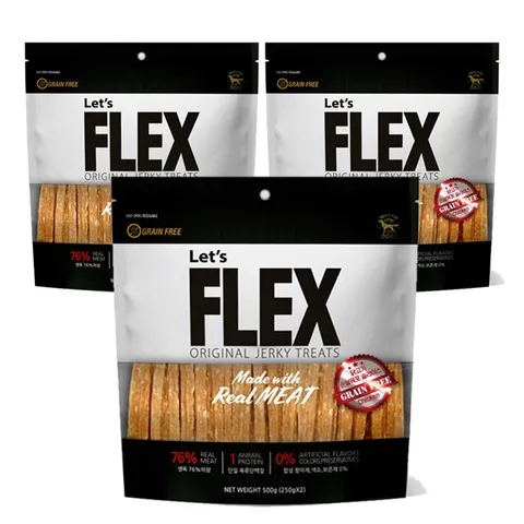 FLEX 져키 500g x 3팩 닭고기순살육포 그레인프리간식