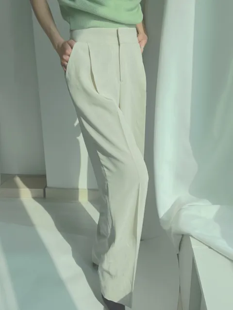 하이웨이스트 와이드 팬츠 여름슬랙스 핀턱슬랙스
