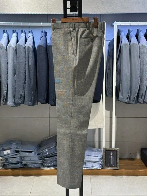 남성 봄 여름 데일리 모달 브라운체크 비지니스 캐주얼 팬츠 비지니스 캐주얼 정장바지