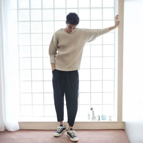 [무케] 몽플리쎄_공용 뉴배기핏 플리츠 판타롱 팬츠 (블랙) 주름옷 주름바지 플리츠바지