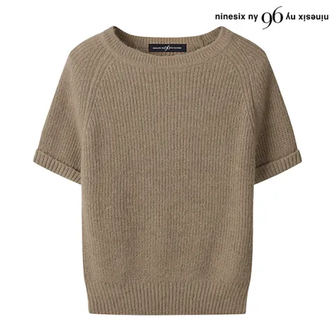 [롯데백화점]소매 롤업 베이직 심플 울 반팔 니트 (NO3KT004L0)