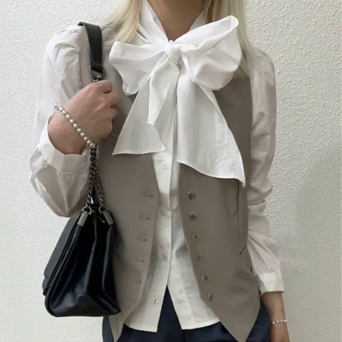 [브리치]  / 하객 오피스룩 리본타이 스카프 셔츠 블라우스