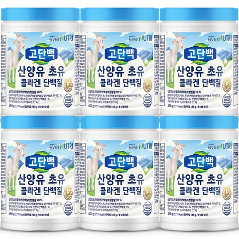 에버뉴트리 고단백 산양유 초유 콜라겐 단백질 450g 6통