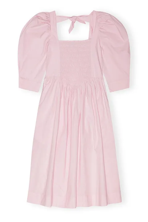 MUST IT_GANNI 가니 Pink Cotton Poplin Open Neck Smock Dress 포플린 원피스 F9691