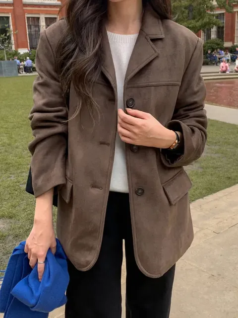 레플 스웨이드 양털 코트 하프코트 아우터