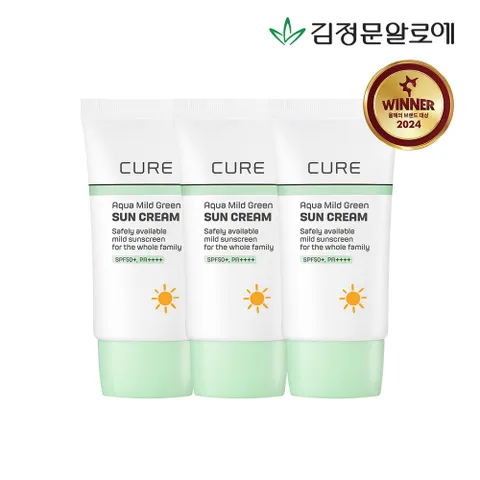 큐어 마일드 그린 선크림무기자차 40ml 3개