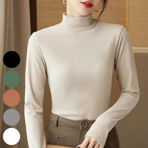 무지 기모 하프넥 긴팔티 310J786S 빅사이즈 여성의류