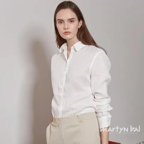 [마틴발] 여성 긴팔 린넨100% 클래식 셔츠_화이트