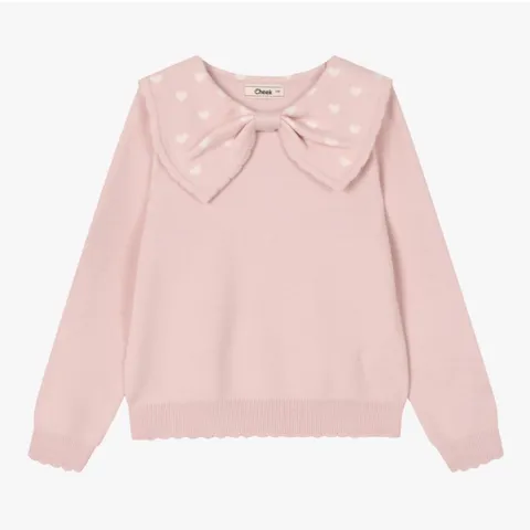 치크 리본 카라 하트 스커트 세트 상의 CKSV24W5G