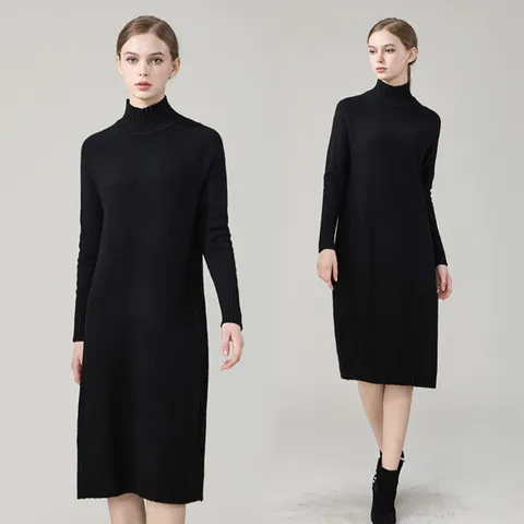 [하프클럽] 칸나 울 블렌딩 모크넥 여성 니트 원피스