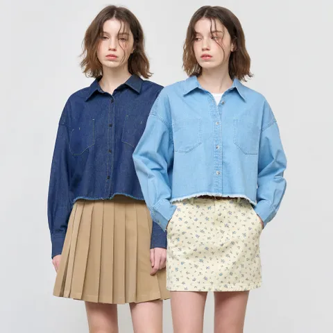 WOMAN 데님워싱 크롭셔츠 [2COL] / WBE1L03504