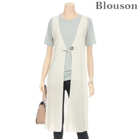 [★한정수량/패플단독★][블루종]실버링 옆단추 슬릿 니트 베스트_[B1804KV601B]