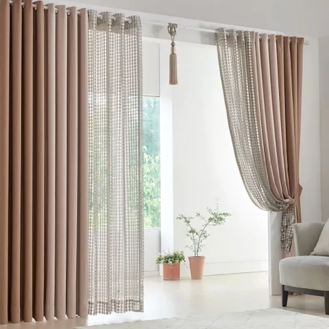 바이르 100%암막 투톤 암막커튼 풀패키지세트