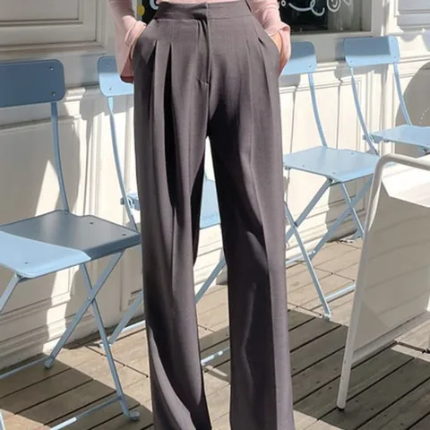 [브리치]  / 여성 하이웨스트 핀턱 스판 와이드 슬랙스 통바지 5컬