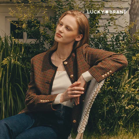 [55 한정/최초가 109,000원] 럭키브랜드 체크 트위드 자켓