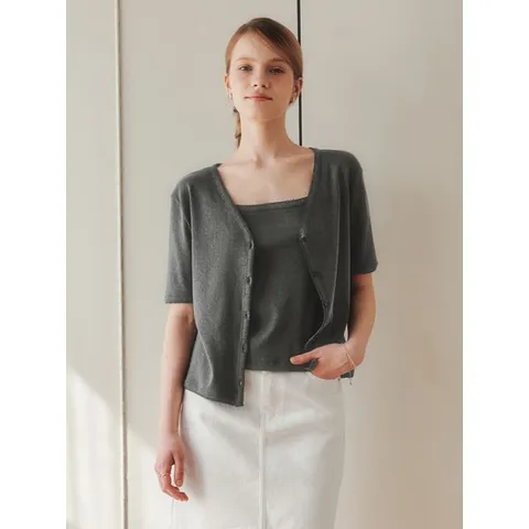 [하프클럽] 피그먼트 아일렛 가디건 나시 세트 PIGMENT EYELET CARDIGAN & CAMI SET