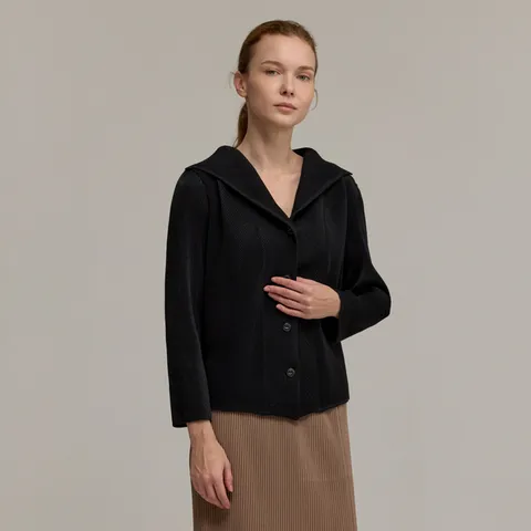 [최초가 209000원] 니트 오블리크 플리츠 카라 가디건_PPCDW025002