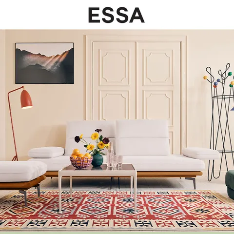 마제티 3인 스윙기능 리브 패브릭 소파+스툴