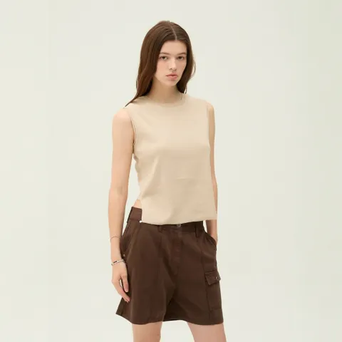 이비엠[정가199000원]슬리브리스 버튼 니트 탑 EMQ5KPO020