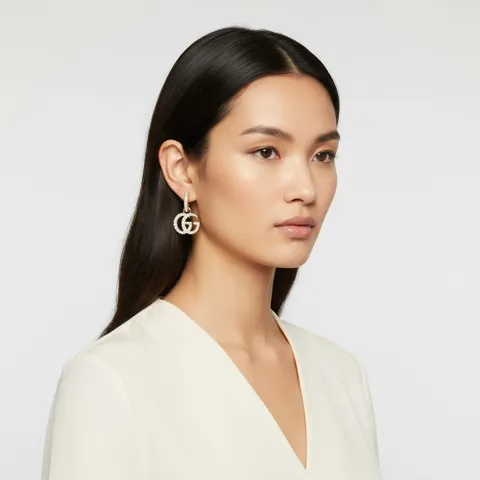 여성 GG 마몽트 크리스탈 이어링(골드) 854605 JAAHV 8062