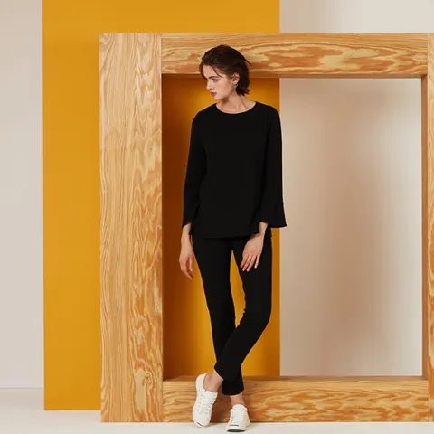 [로질리]올데이블라우스 블랙_RDFFBLP0291