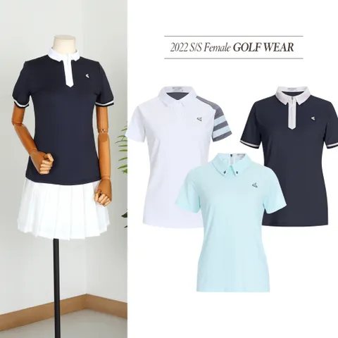 [무료배송]여성 여름 쿨 골프웨어 카라넥 배색 집업 면 티셔츠 균일가