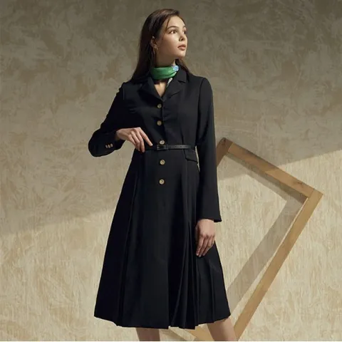 [최초가 99,000] 후라밍고 하객룩 플리츠 트렌치 원피스+벨트 세트