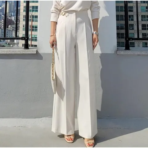 하이웨스트 와이드 통 바지 팬츠 슬랙스 정장 코디 룩 (14159793)