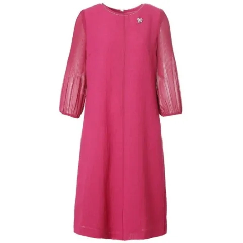 [롯데백화점]수입소재 주름소매 체인자수 원피스 OP3206