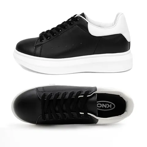 모아 오버솔 남자 키높이 스니커즈 7cm 레더 가죽 남성 운동화 커플 신발 해리슨 블랙