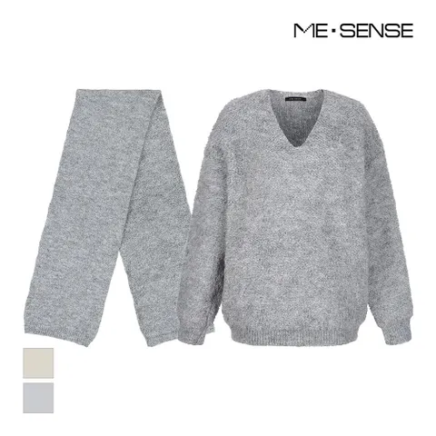 브이넥 머플러 니트세트_MB4ZKNMG24D
