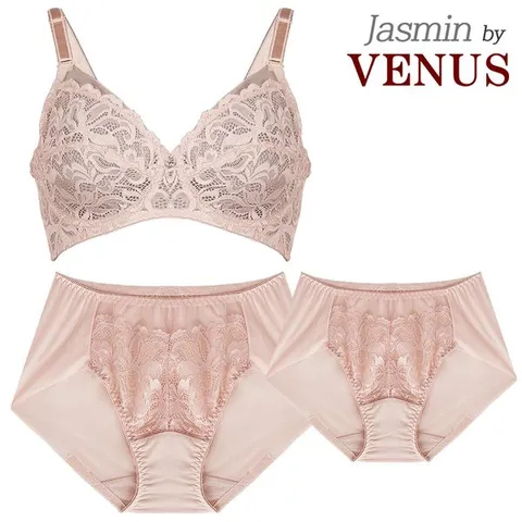 [하프클럽/ 자스민 레이스 시스루 홑겹 여성 브라1팬티2 세트 1267 BPP