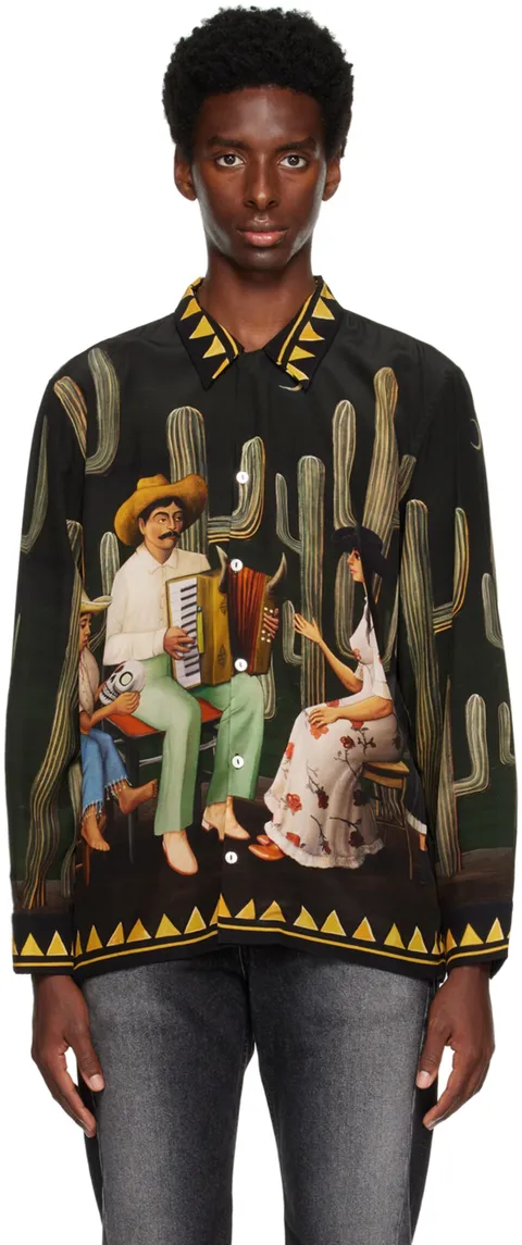 엔들레스 조이 그린 실크 셔츠 232500M192010