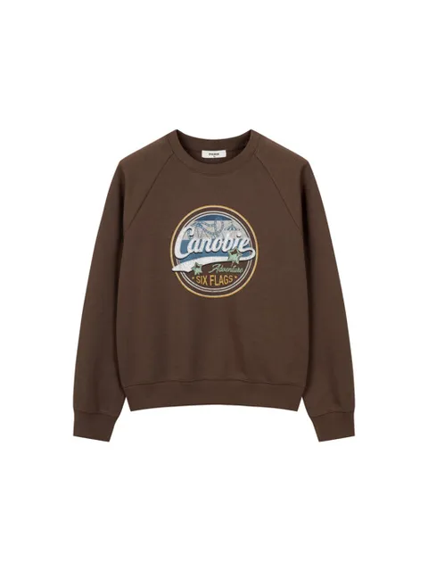 여성 더블니트 빈티지 그래픽 크롭 맨투맨 PHG4TR2220 463694