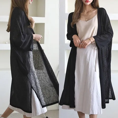 [하프클럽] 루즈핏 오픈 롱가디건 빅사이즈 오버룩 여름(OTR-101)