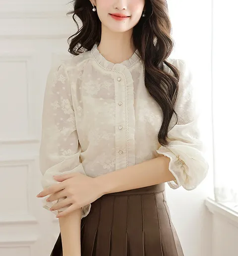 링클레이스엣지 플라워패턴 블라우스 900BFA