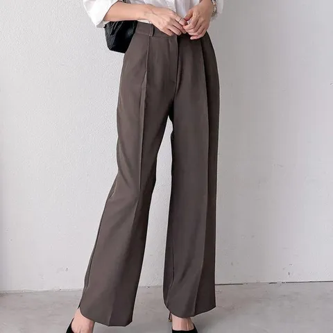 여자 핀턱팬츠 올드머니룩 넓은 미색 FW 슬랙스_3 (32769411)