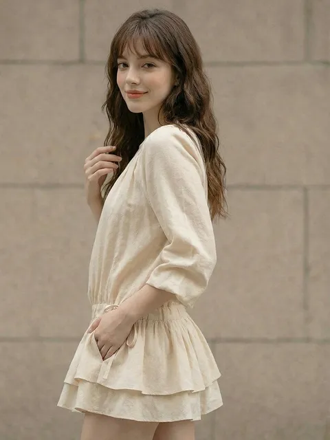 플레어 커버핏 캉캉 레이어 블라우스