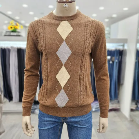 (모다인천점)베이지 아가일 패턴 케이블 라운드 니트/PPKR3301A_IC_1