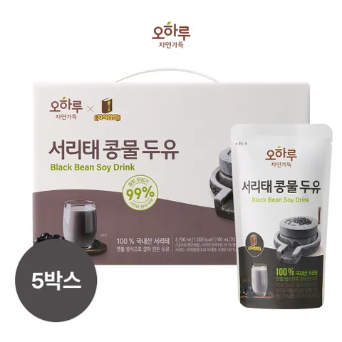오하루 자연가득 서리태 콩물 두유 5박스 (75팩)
